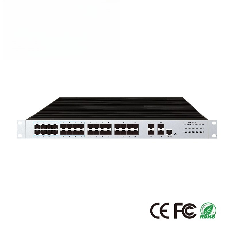 Sfp+ 10G Managed Switch 8 Port - 24 SFPポート搭載産業用マネージドイーサネットスイッチ、8コンボポート、4つの10G SFPアップリンクポート、ERPSリング、ダイナミックルーティング、VLAN対応