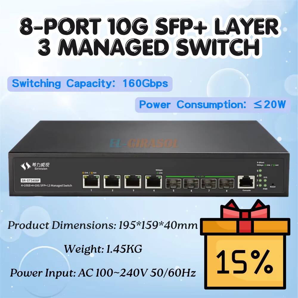 Sfp+ 10G Managed Switch 8 Port - Sirivision 8ポート 10G SFP+ L3 マネージドファイバースイッチ