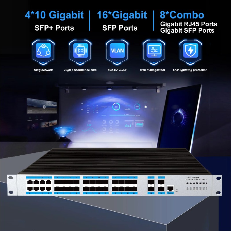 24 SFPポート搭載産業用マネージドイーサネットスイッチ、 - Sfp+ 10G Managed Switch 8 Port のレビューと価格
