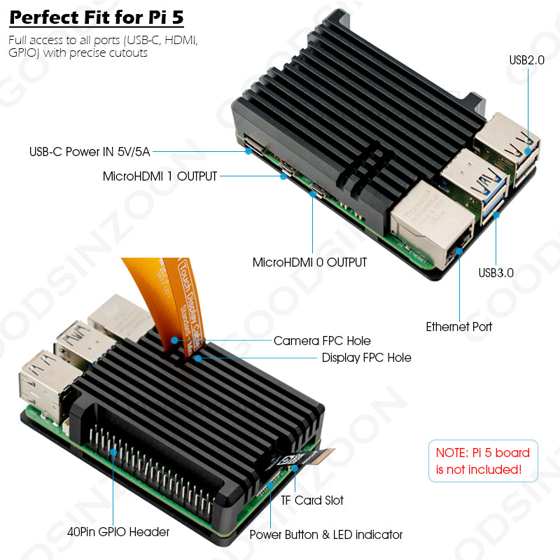 Raspberry Pi 5 アルミニウムアーマーケース - - Raspberry Pi 5 8Gb のレビューと価格
