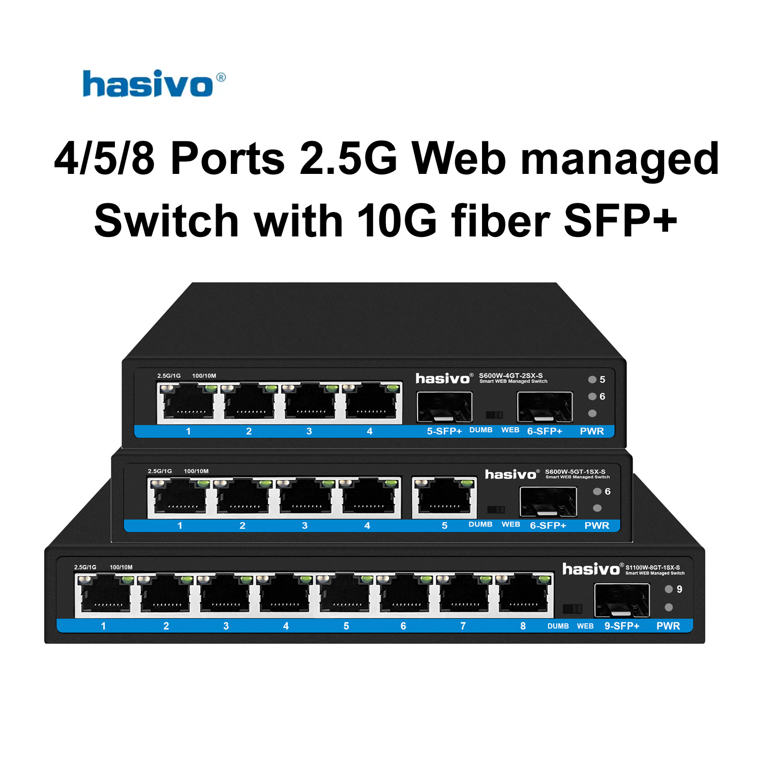 Hasivo 2.5G ネットワークスイッチ 4/5/8ポー - Sfp+ 10G Managed Switch 8 Port のレビューと価格