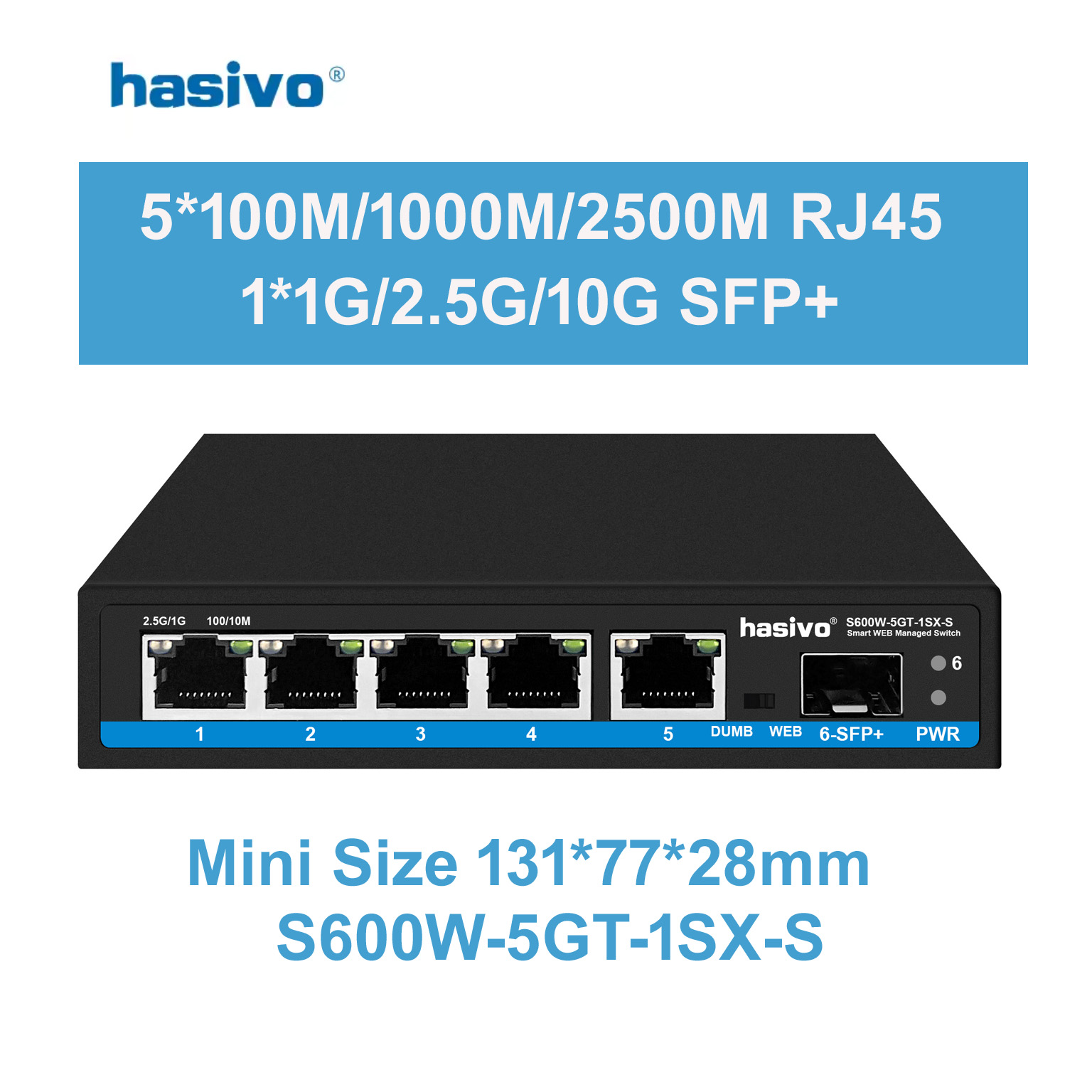 Hasivo 2.5G ネットワークスイッチ 4/5/8ポー - Sfp+ 10G Managed Switch 8 Port のレビューと価格