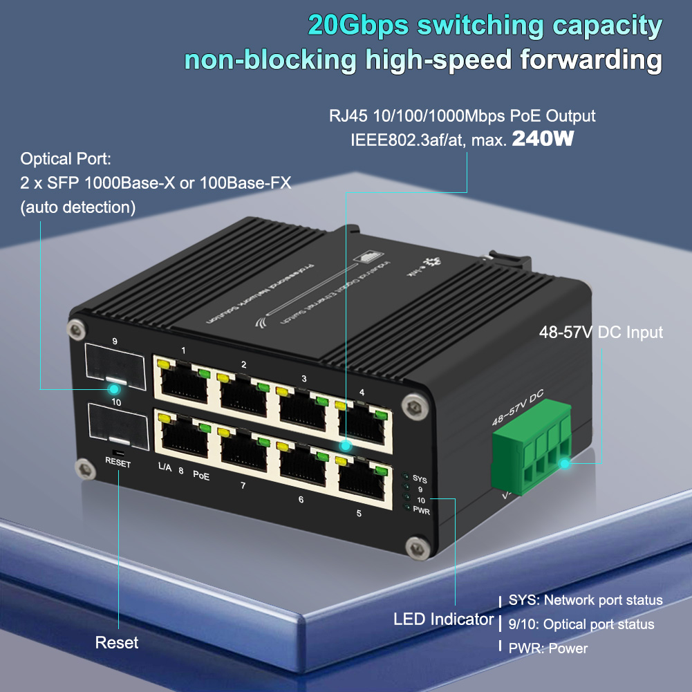 マネージドPoEスイッチ 8ポート 10/100/1000T - Managed Gigabit Poe Switch 8 Port 802.3At のレビューと価格