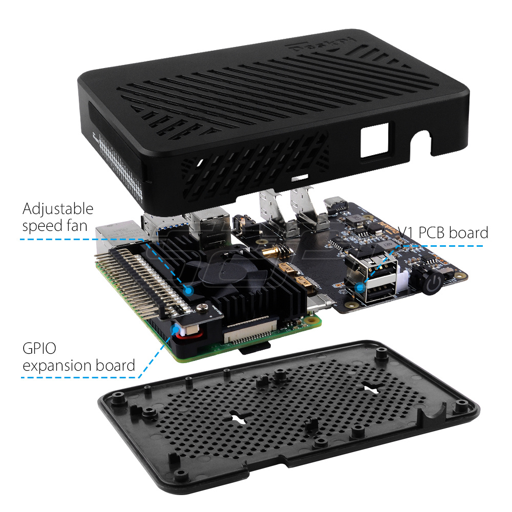 モデル4の白いプラスチックベンチレーター,グピオ拡張ボードと - Deskpi Super6C のレビューと価格