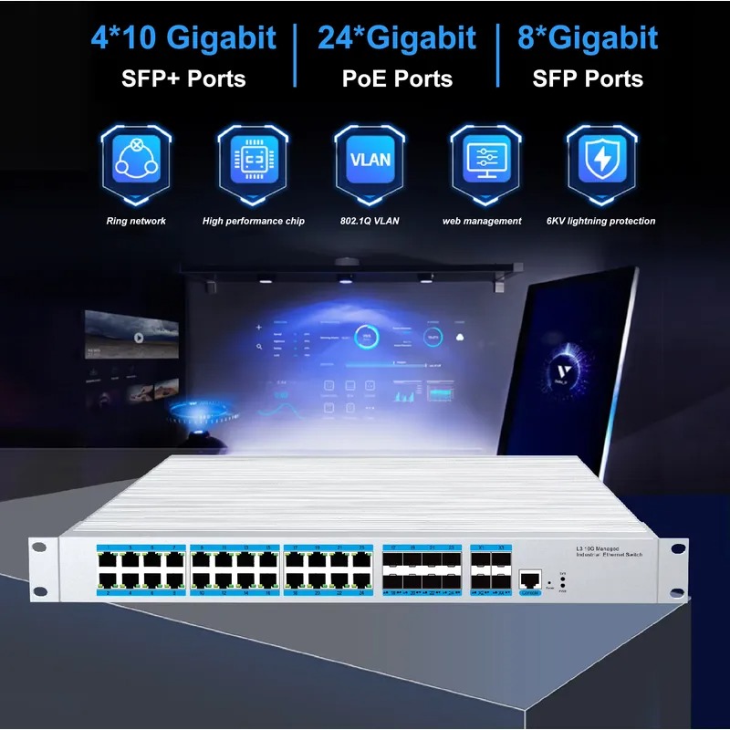 24ポートPoE産業用管理スイッチ、4つの10G SFPアッ - Sfp+ 10G Managed Switch 8 Port のレビューと価格