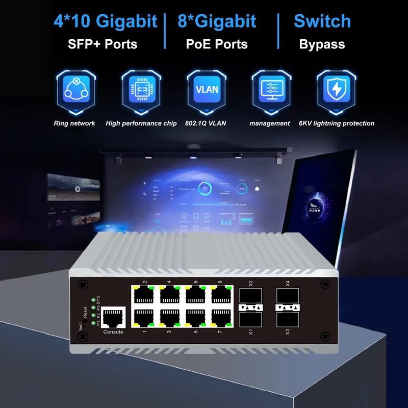 8ポートPoE産業用管理スイッチ、4つの10G SFPアップ - Sfp+ 10G Managed Switch 8 Port のレビューと価格